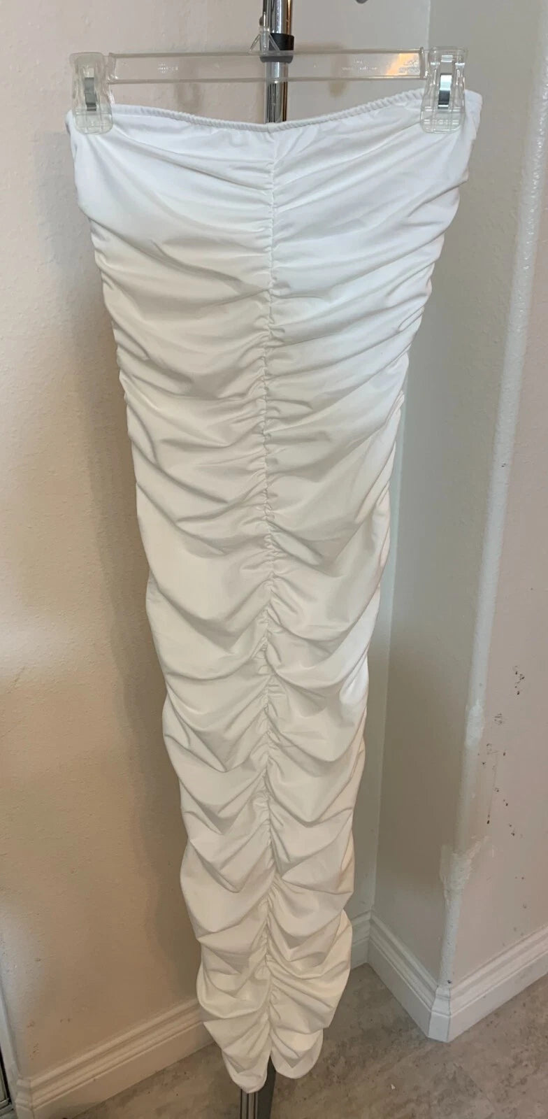 Women's Sexy Ruched Tight Strapless Sleeveless Bodycon Tube Maxi Long Club Dress